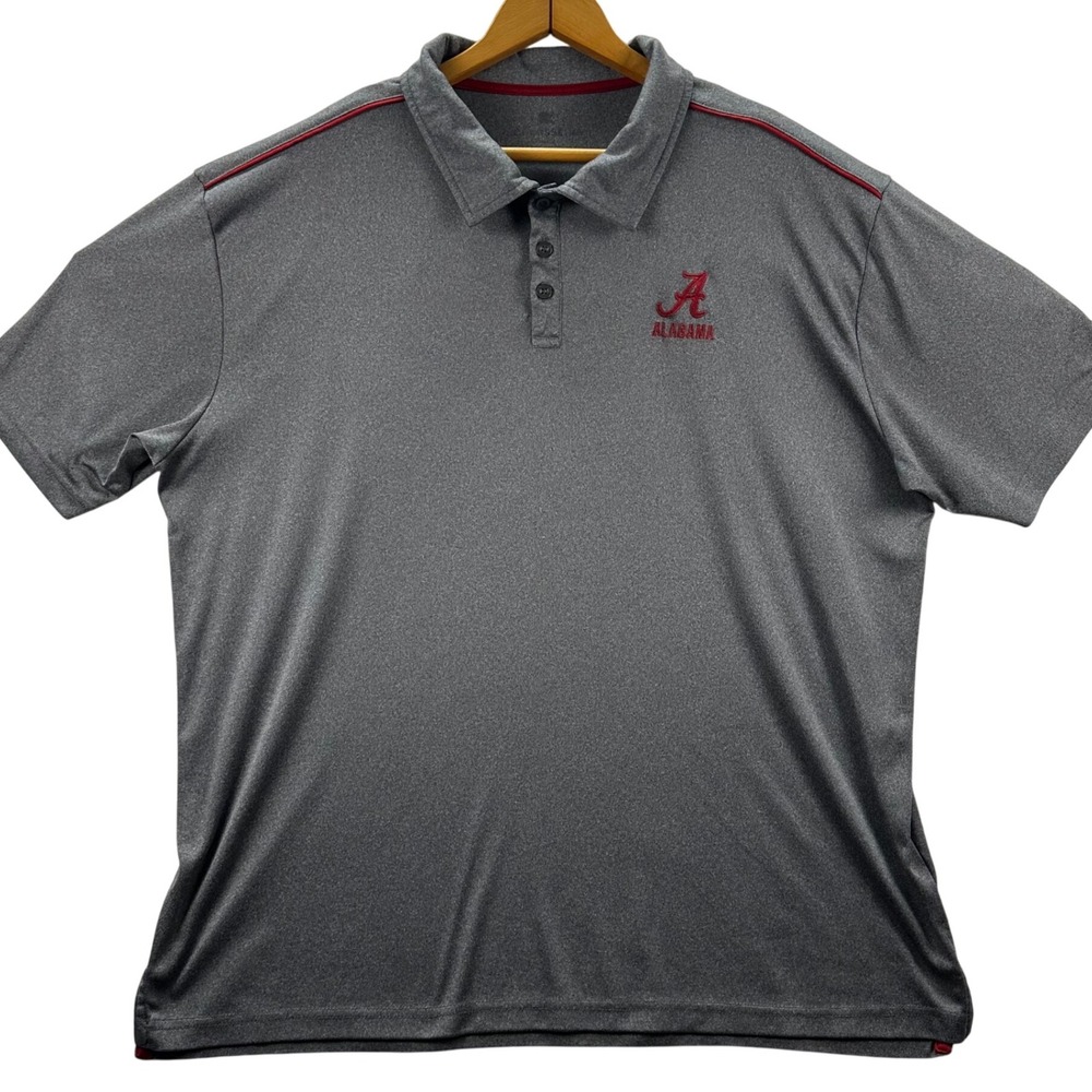 Alabama Crimson Tide Athletic Mens Polo Shirt Gray A Logo Short Sleeve